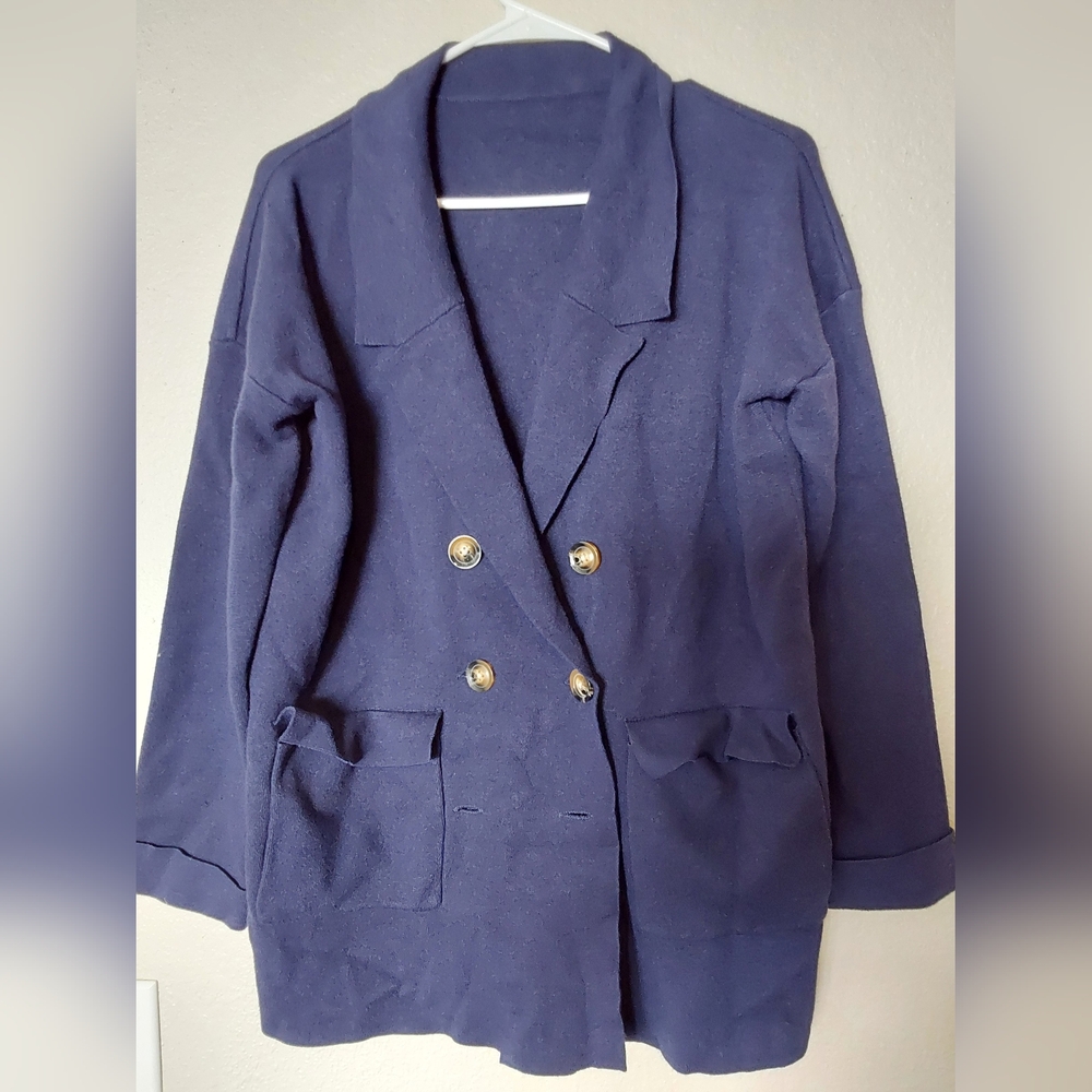 Women's size Large Navy Blue Blazer - Picture 1 of 7